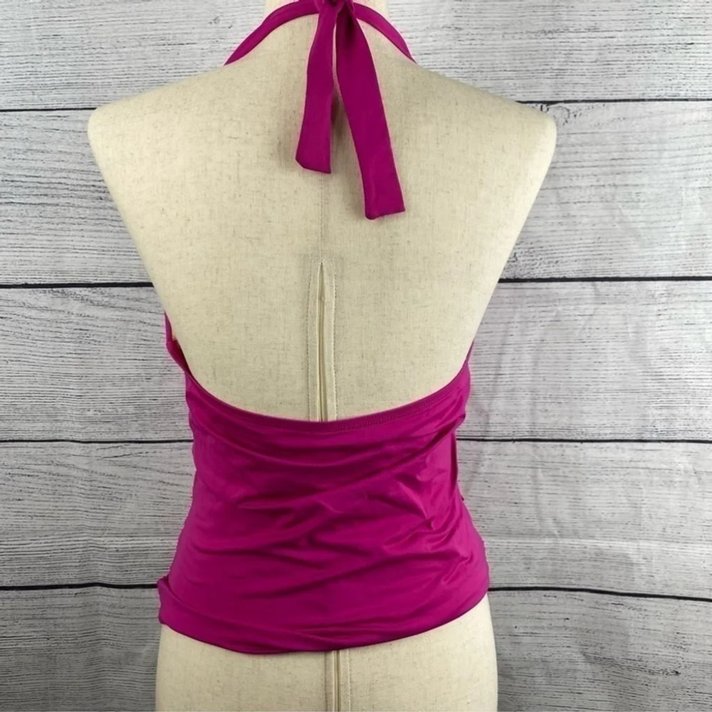 LA Blanca Fuchsia Halter Tankini Swim Bathing Suit Top with Gold Trim Si… - Picture 7 of 9